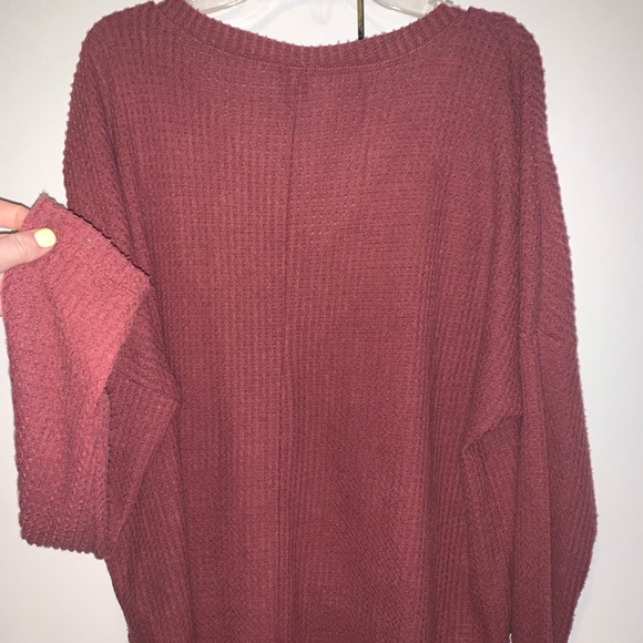 Cropped button down waffle sweater - Picture 2 of 2